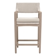 Pemberly Row Outdoor Wicker and Teak Counter Stool 28.5