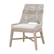 Pemberly Row Outdoor Woven Rope Teak Dining Chair in Taupe (Set of 2)