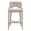 Pemberly Row Outdoor Woven Rope Teak Barstool 31