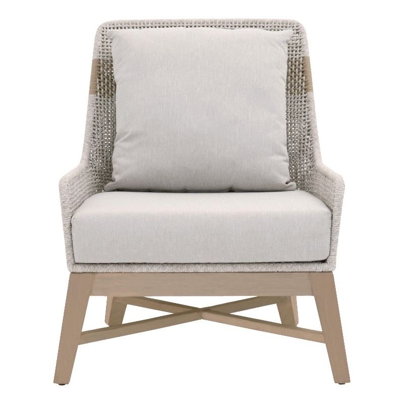 Pemberly Row Outdoor Woven Rope Teak Club Chair 29