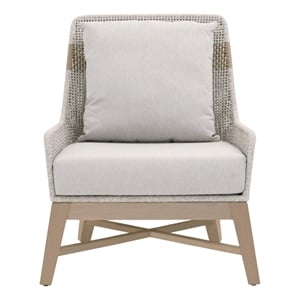 Pemberly Row Outdoor Woven Rope Teak Club Chair 29&quot x 33&quot in Taupe