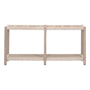 Pemberly Row Outdoor Teak and Rope Console Table 63.25&quot x 30&quot in Oat