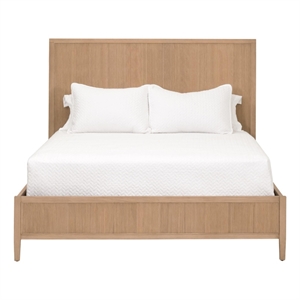 Pemberly Row Fluted Oak Queen Bed 65&quot x 85&quot x 54&quot in Natural Oak
