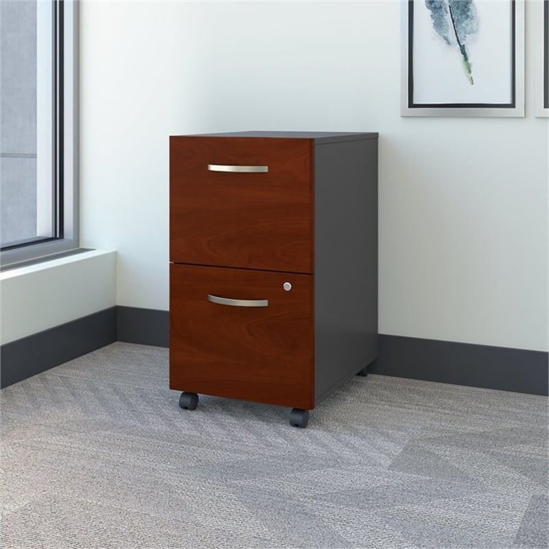 Pemberly Row Engineered Wood 2-Drawer Mobile File Cabinet in Hansen Cherry