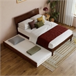 Pemberly Row Full Solid Wood Platform Bed with Twin Trundle in Walnut