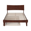 Pemberly Row Full Solid Wood Platform Bed with Twin Trundle in Walnut