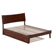 Pemberly Row Full Solid Wood Platform Bed with Twin Trundle in Walnut