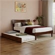Pemberly Row Full Solid Wood Platform Bed with Twin Trundle in Walnut