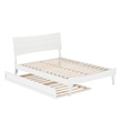 Pemberly Row Full Solid Wood Platform Bed with Twin Trundle in White