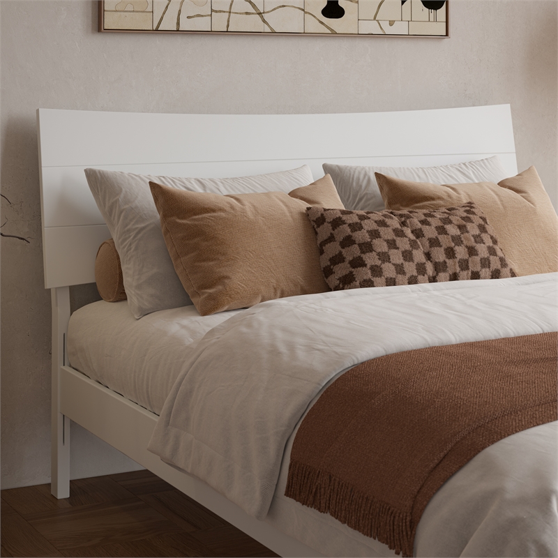 Pemberly Row Full Solid Wood Platform Bed with Twin Trundle in White