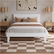 Pemberly Row Full Solid Wood Platform Bed with Twin Trundle in White