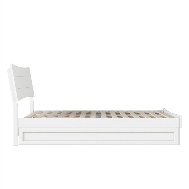 Pemberly Row Full Solid Wood Platform Bed with Twin Trundle in White