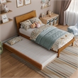 Pemberly Row Twin Solid Wood Platform Bed with Trundle in Light Toffee