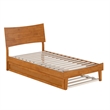 Pemberly Row Twin Solid Wood Platform Bed with Trundle in Light Toffee