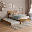 Pemberly Row Twin Solid Wood Platform Bed with Trundle in Light Toffee