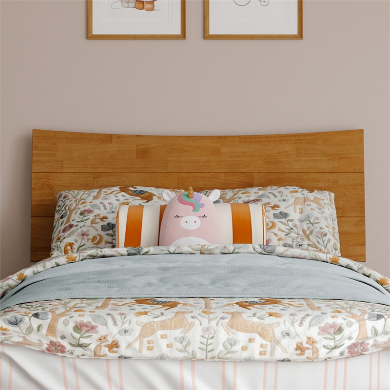 Pemberly Row Twin Solid Wood Platform Bed with Trundle in Light Toffee