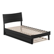 Pemberly Row Twin Solid Wood Platform Bed with Twin Trundle in Black