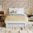 Pemberly Row Twin Solid Wood Platform Bed with Trundle in White