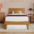 Pemberly Row Twin XL Solid Wood Platform Bed with Trundle in Light Toffee