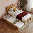 Pemberly Row Twin XL Solid Wood Platform Bed with Trundle in Light Toffee