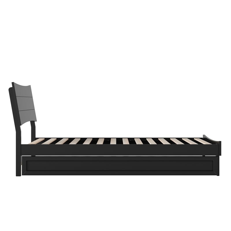 Pemberly Row Twin XL Solid Wood Platform Bed with Trundle in Black