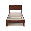 Pemberly Row Twin XL Solid Wood Platform Bed with Trundle in Walnut