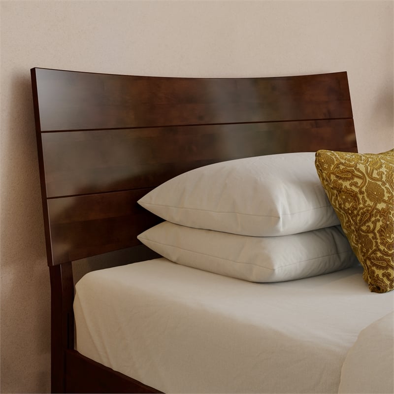 Pemberly Row Twin XL Solid Wood Platform Bed with Trundle in Walnut