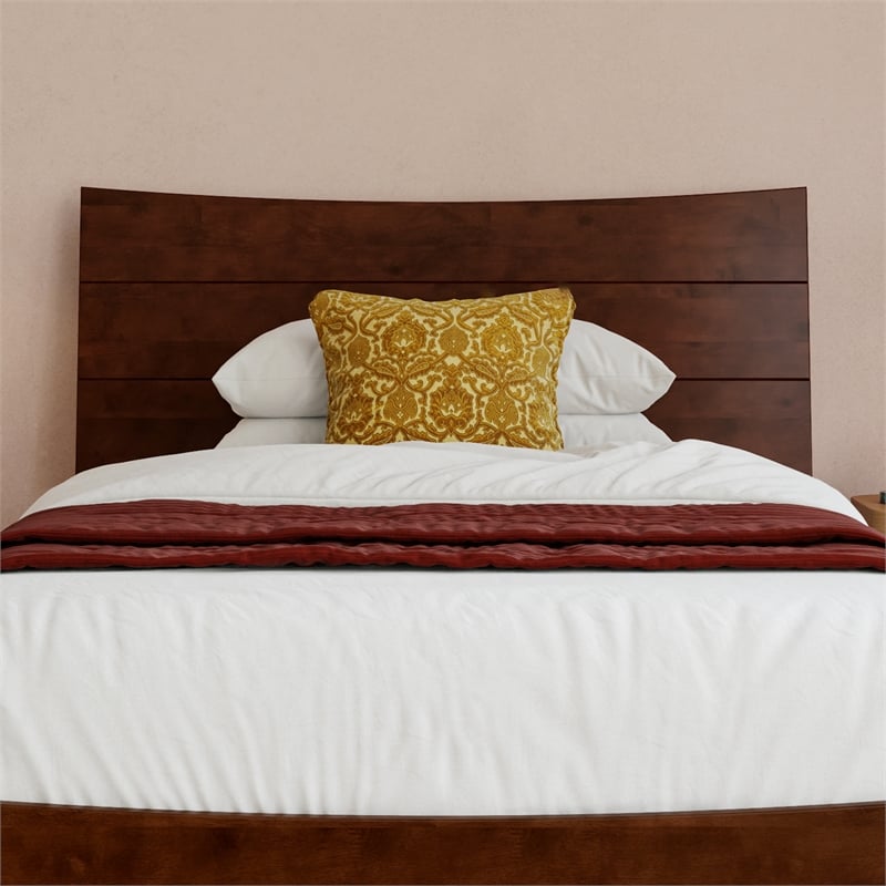 Pemberly Row Twin XL Solid Wood Platform Bed with Trundle in Walnut