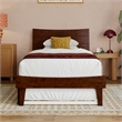 Pemberly Row Twin XL Solid Wood Platform Bed with Trundle in Walnut