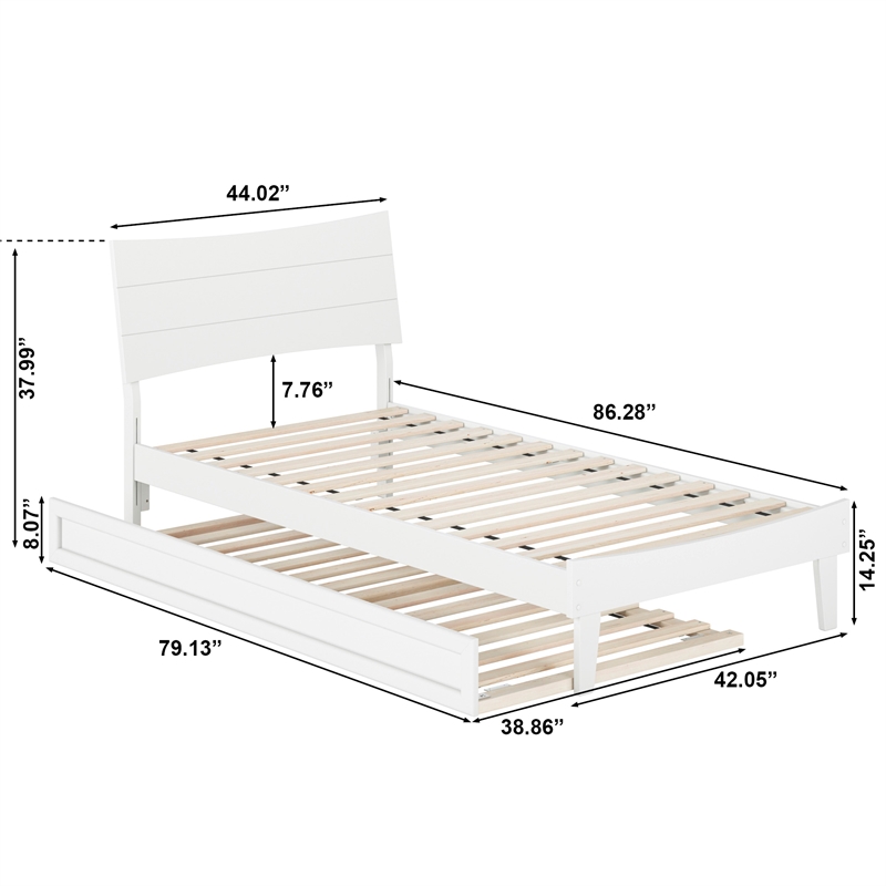 Pemberly Row Twin XL Solid Wood Platform Bed with Trundle in White