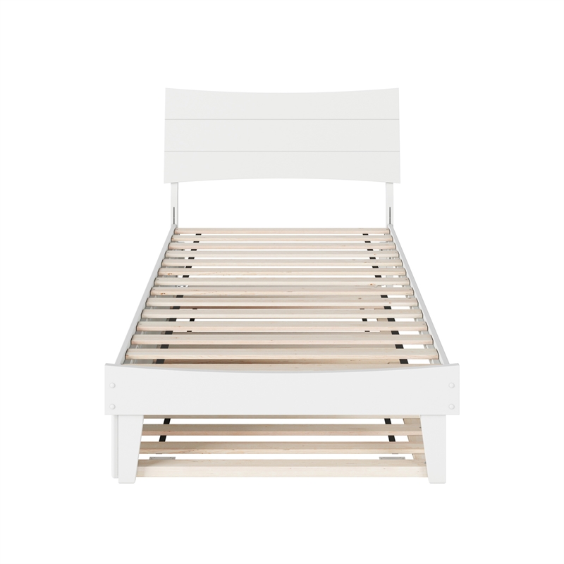 Pemberly Row Twin XL Solid Wood Platform Bed with Trundle in White