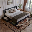 Pemberly Row King Solid Wood Platform Bed with Storage Drawers in Black