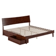 Pemberly Row King Solid Wood Platform Bed with Storage Drawers in Walnut