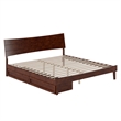 Pemberly Row King Solid Wood Platform Bed with Storage Drawers in Walnut