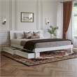 Pemberly Row King Solid Wood Platform Bed with Storage Drawers in White