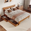 Pemberly Row Queen Solid Wood Platform Bed with Storage Drawers in Light Toffee