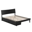 Pemberly Row Queen Solid Wood Platform Bed with Storage Drawers in Black