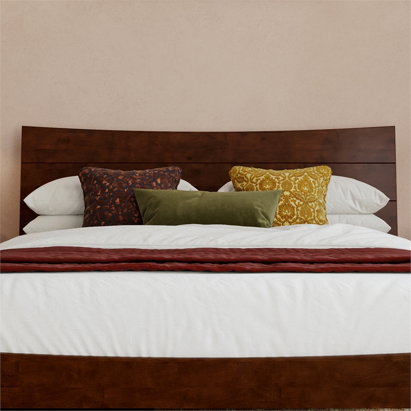 Pemberly Row Full Solid Wood Platform Bed with Storage Drawers in Walnut