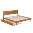 Pemberly Row King Solid Wood Platform Bed with Trundle in Light Toffee