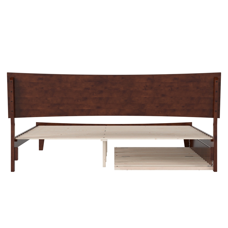 Pemberly Row King Solid Wood Platform Bed with Trundle in Walnut