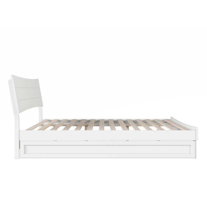 Pemberly Row King Solid Wood Platform Bed with Trundle in White