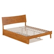 Pemberly Row Queen Solid Wood Platform Bed with Trundle in Light Toffee