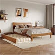 Pemberly Row Queen Solid Wood Platform Bed with Trundle in Light Toffee