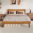 Pemberly Row Queen Solid Wood Platform Bed with Trundle in Light Toffee