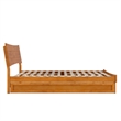 Pemberly Row Queen Solid Wood Platform Bed with Trundle in Light Toffee