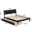 Pemberly Row Queen Solid Wood Platform Bed with Trundle in Black
