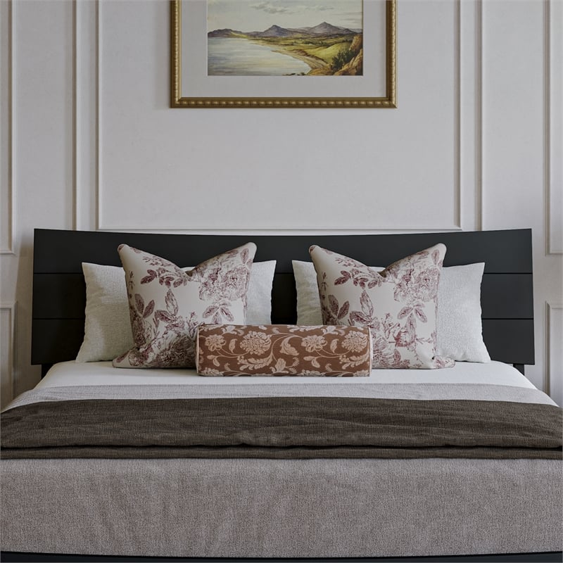 Pemberly Row Queen Solid Wood Platform Bed with Trundle in Black