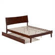 Pemberly Row Queen Solid Wood Platform Bed with Trundle in Walnut