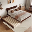 Pemberly Row Queen Solid Wood Platform Bed with Trundle in Walnut