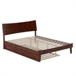 Pemberly Row Queen Solid Wood Platform Bed with Trundle in Walnut